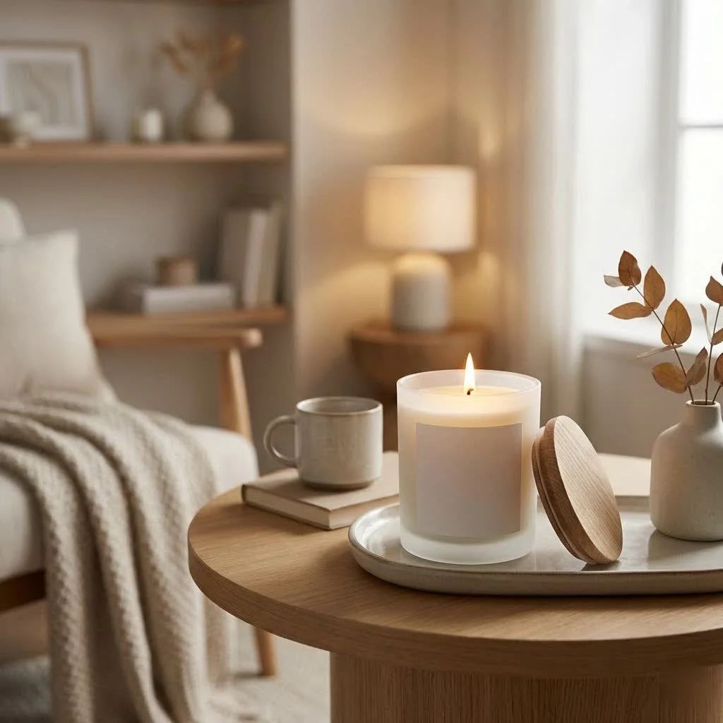 Assortment of scented candle sets with various fragrances and designs