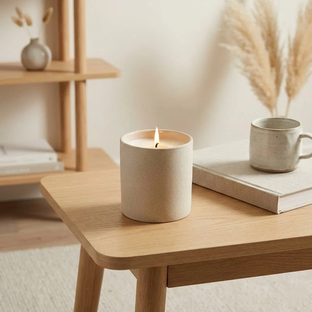 Cotton scented candle with a clean, fresh aroma