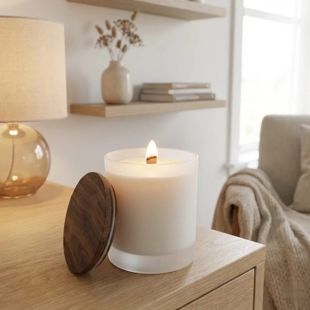 Violet scented candle for home tranquility