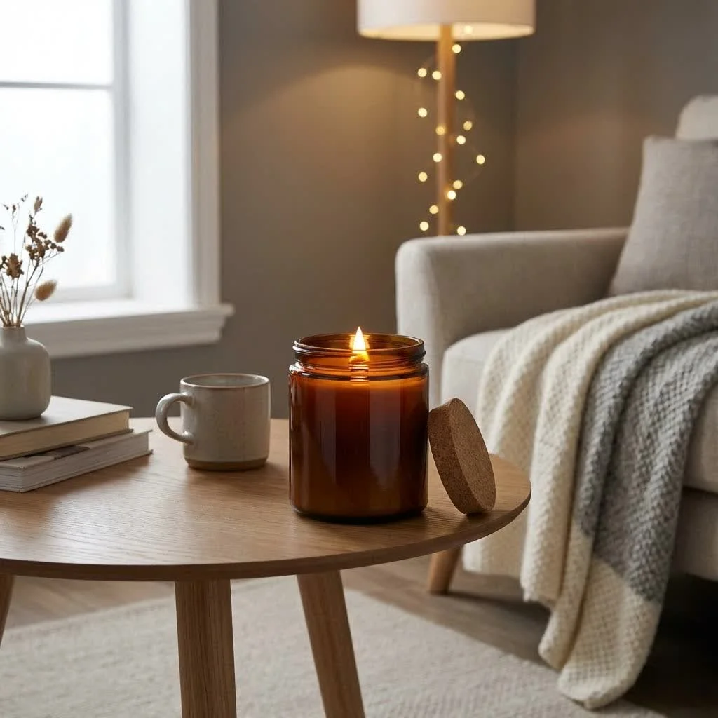 Richly scented candle creating a captivating aroma